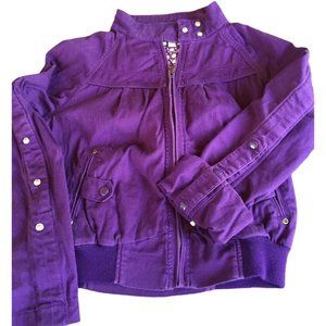 Girls Youth Denim Style Jacket Size M, Purple Zip front